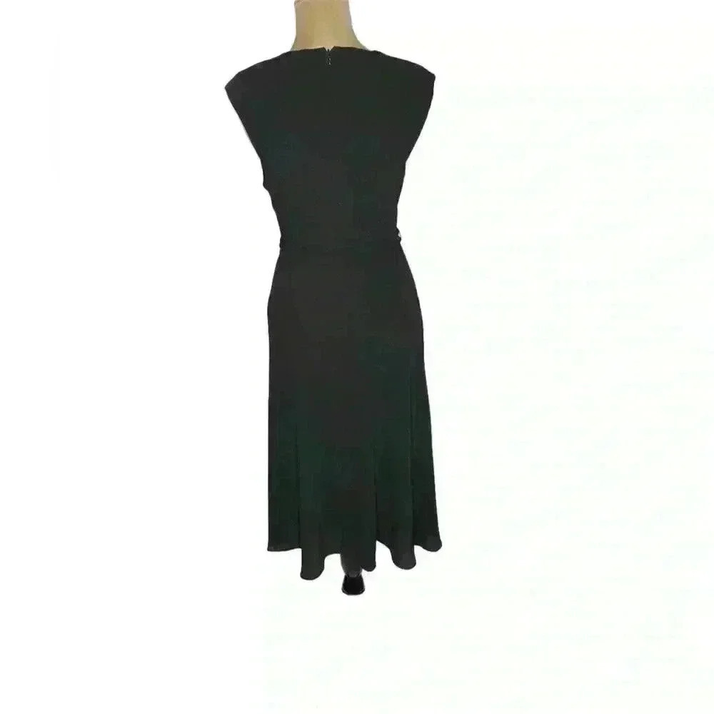 NWT Lauren Ralph Lauren Bubble Crepe Cap-Sleeve Dress Black Size 4 - Picture 5 of 9